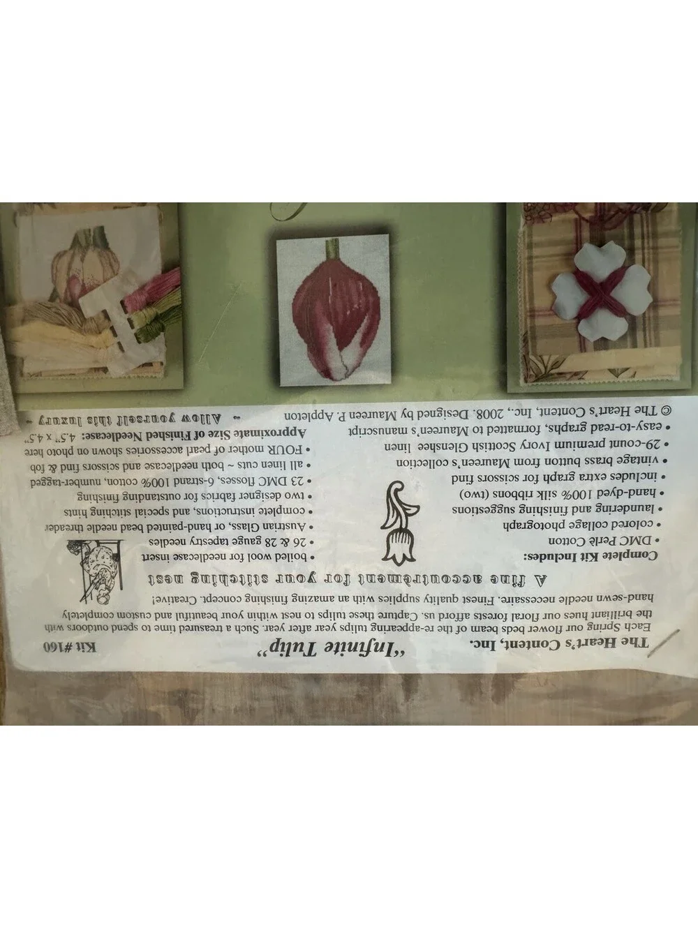 Heart’s Content Infinite Tulip Kit #160 Needlecase Cross Stitch Maureen Appleton